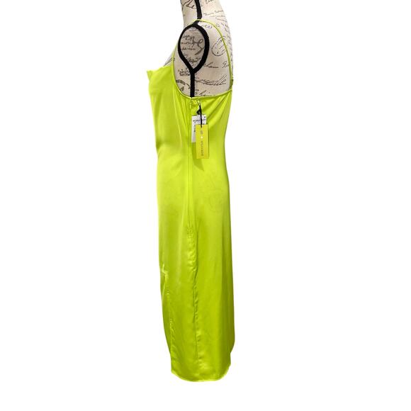 NEW Lime Green BP Nordstrom x Wildfang Slip Dress Spaghetti Strap Side Slit - Picture 4 of 10